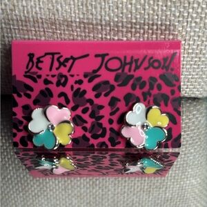 Betsey Johnson Multicolor Floral Stud Earrings